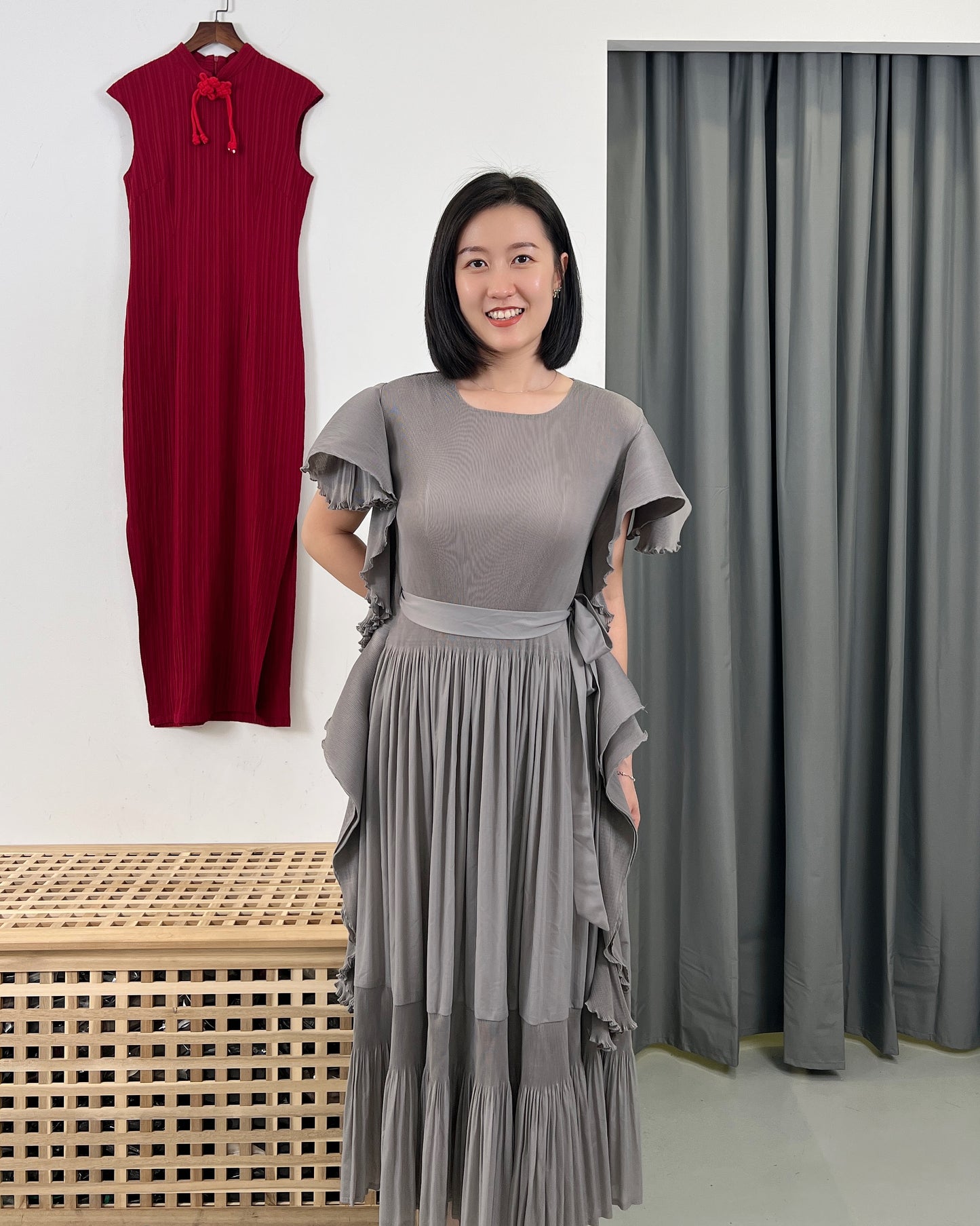 Pleated Korea style Raffles Dress