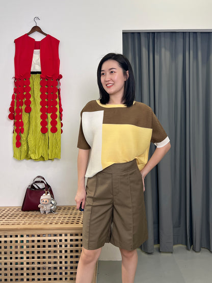 Pleated DD Brick Blouse