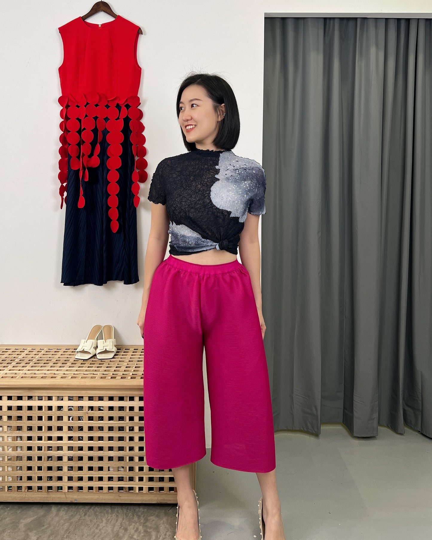 Pleated Elegant Flower Top