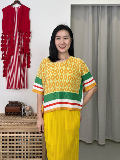 Pleated Scarf-Like Blouse