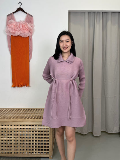 Pleated DD Drawstring Dress