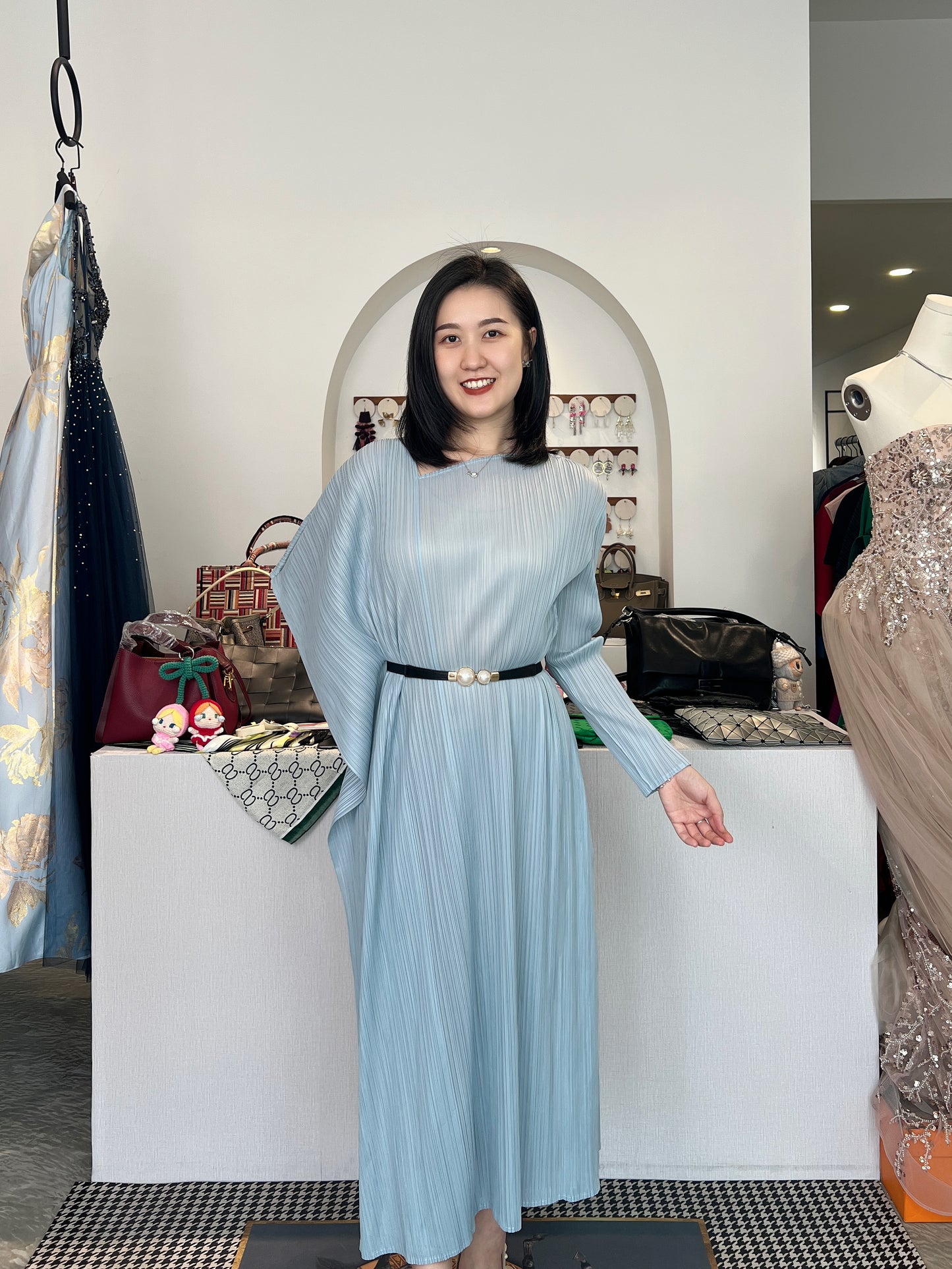 Pleated Uneven Dress