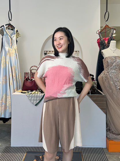 Pleated Cotton Textured Blouse