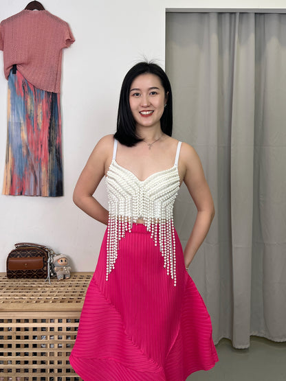 Pleated Uneven Design Skirt