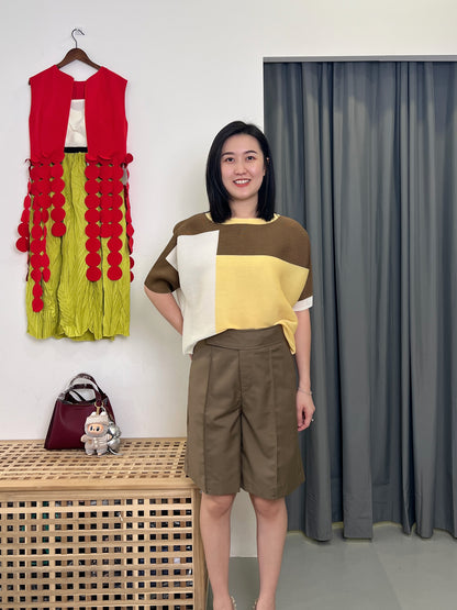Pleated DD Brick Blouse