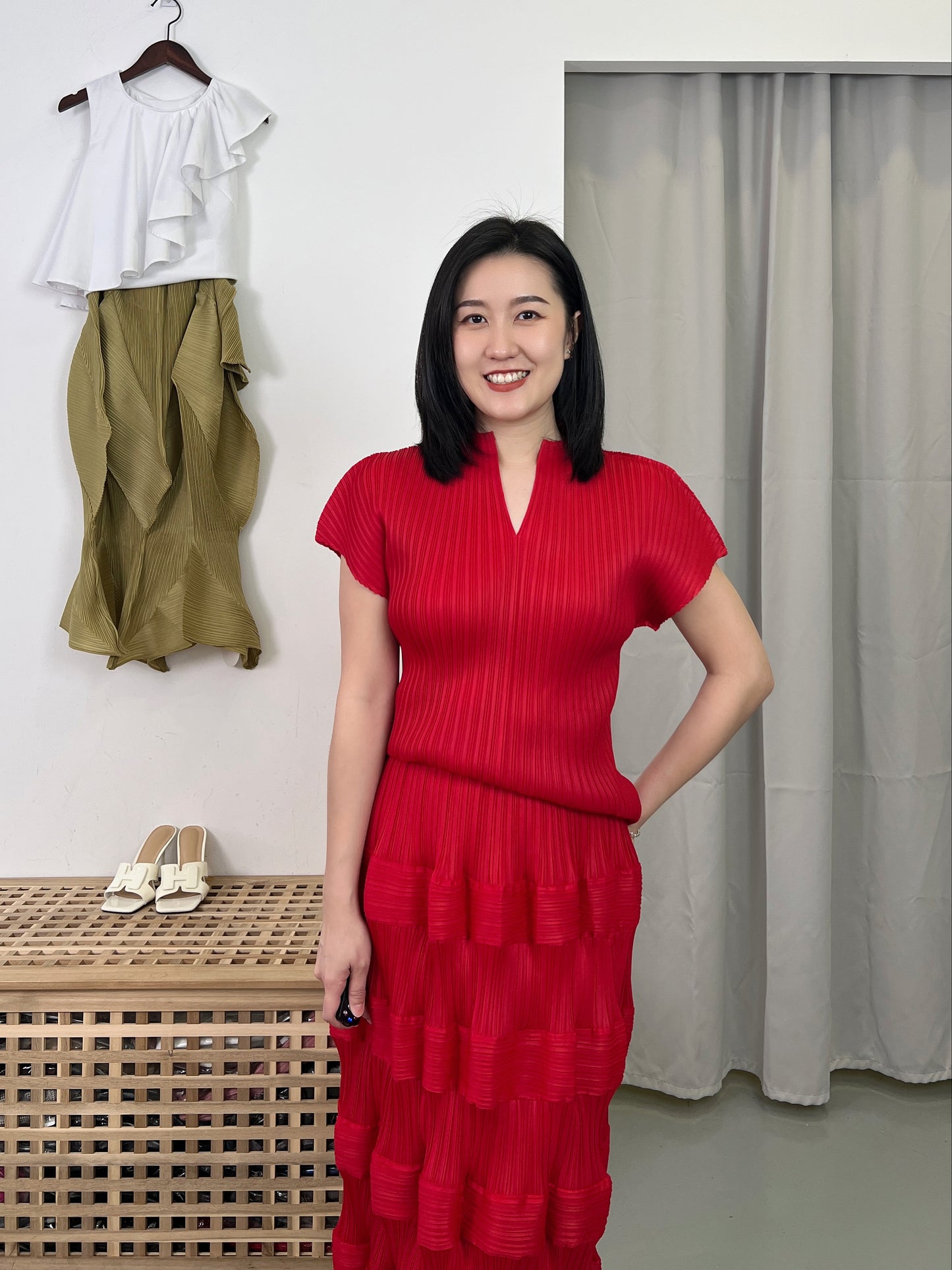 Pleated Design Skirt Set