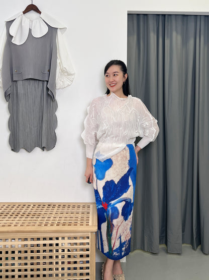 Pleated Elegant Floral Skirt