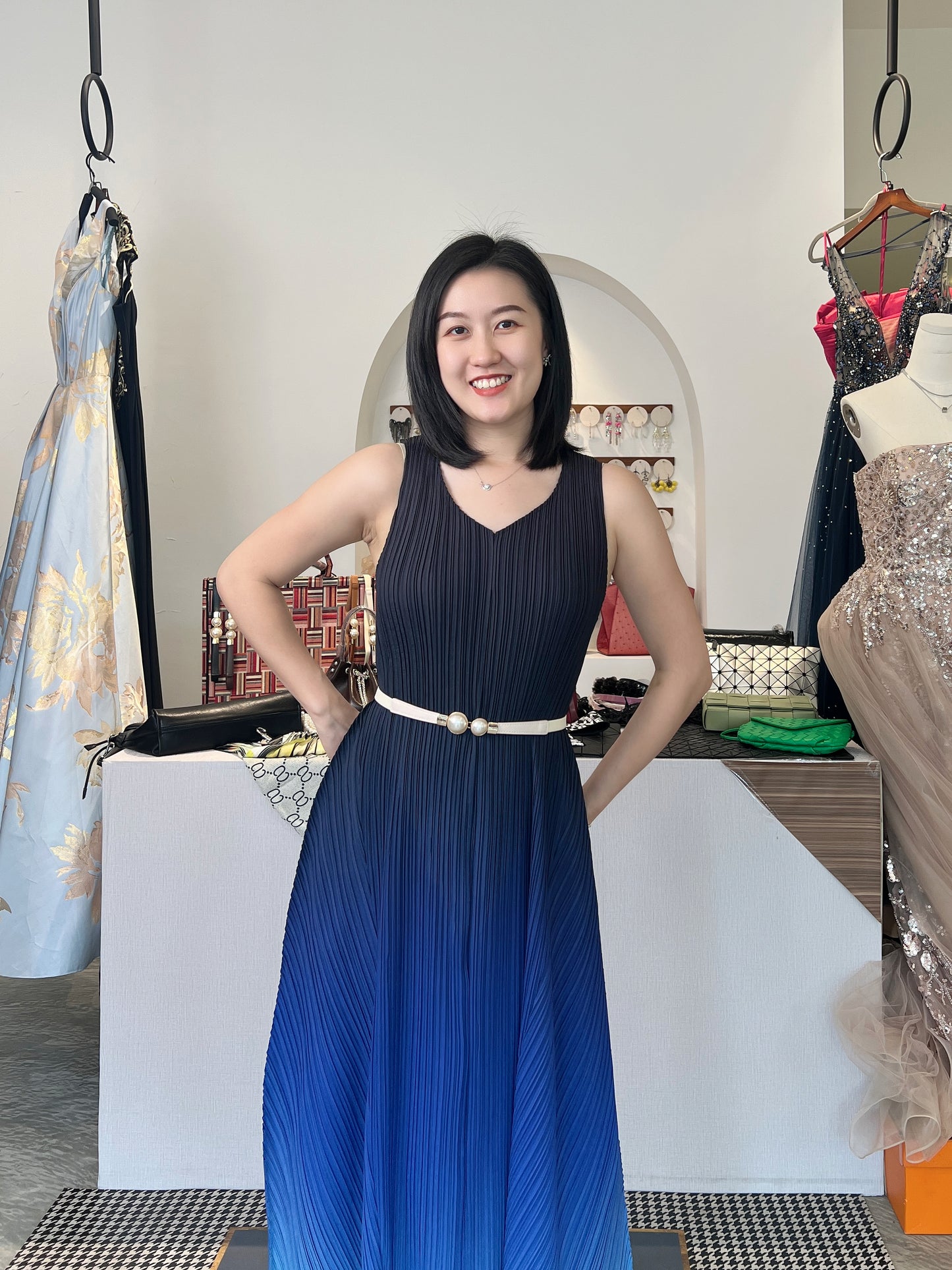 Pleated Faded Dress