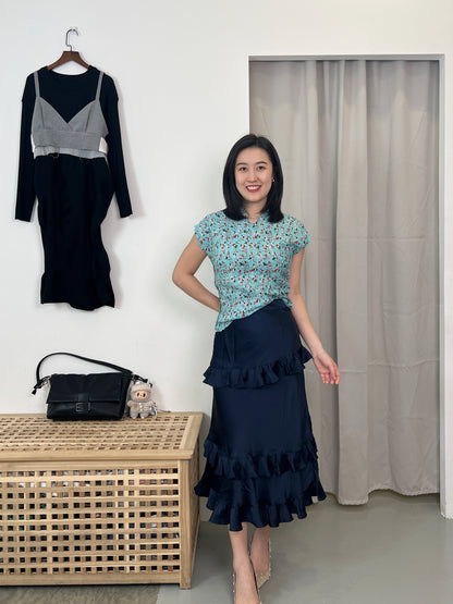 Pleated Little Floral Blouse