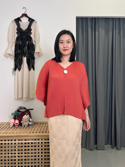 Pleated Checkered Skirt