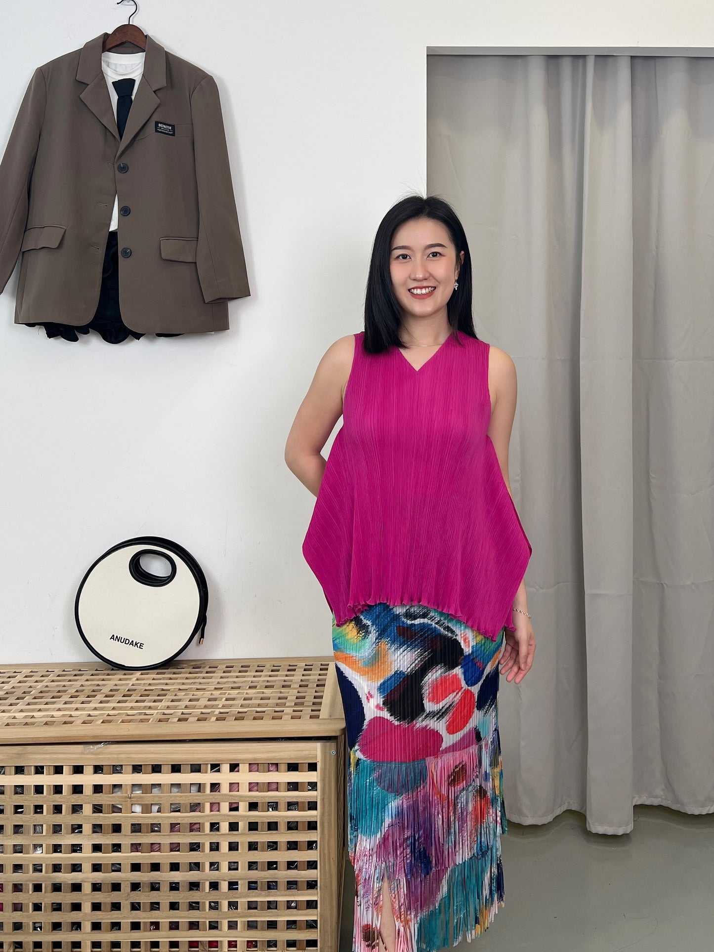 Pleated Sleeveless Blouse