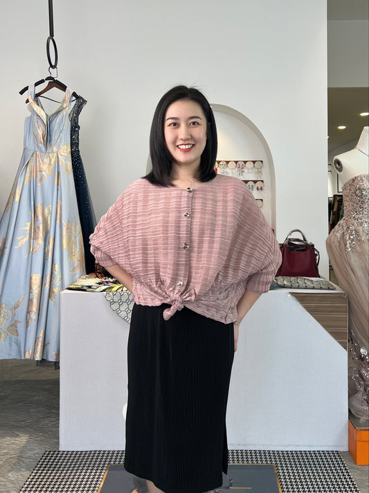 Pleated Double Design Button Blouse