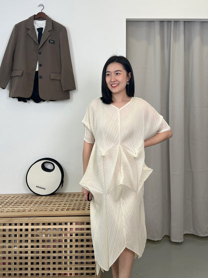 Pleated Diamond Elegance Dress