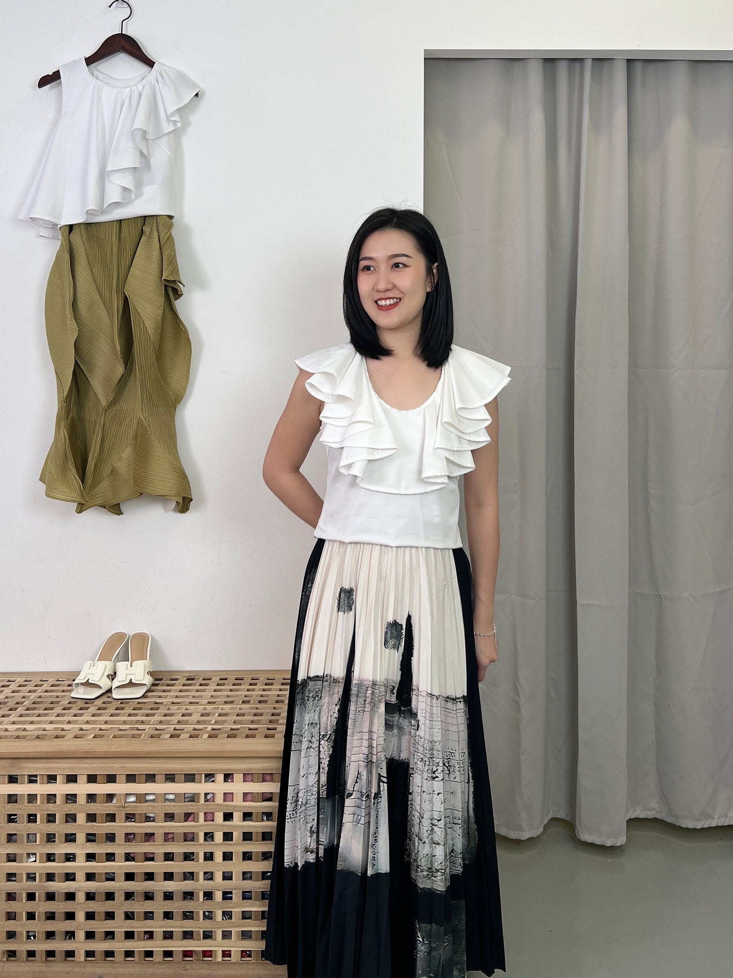 Pleated Painted Skirt