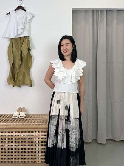 Pleated Painted Skirt