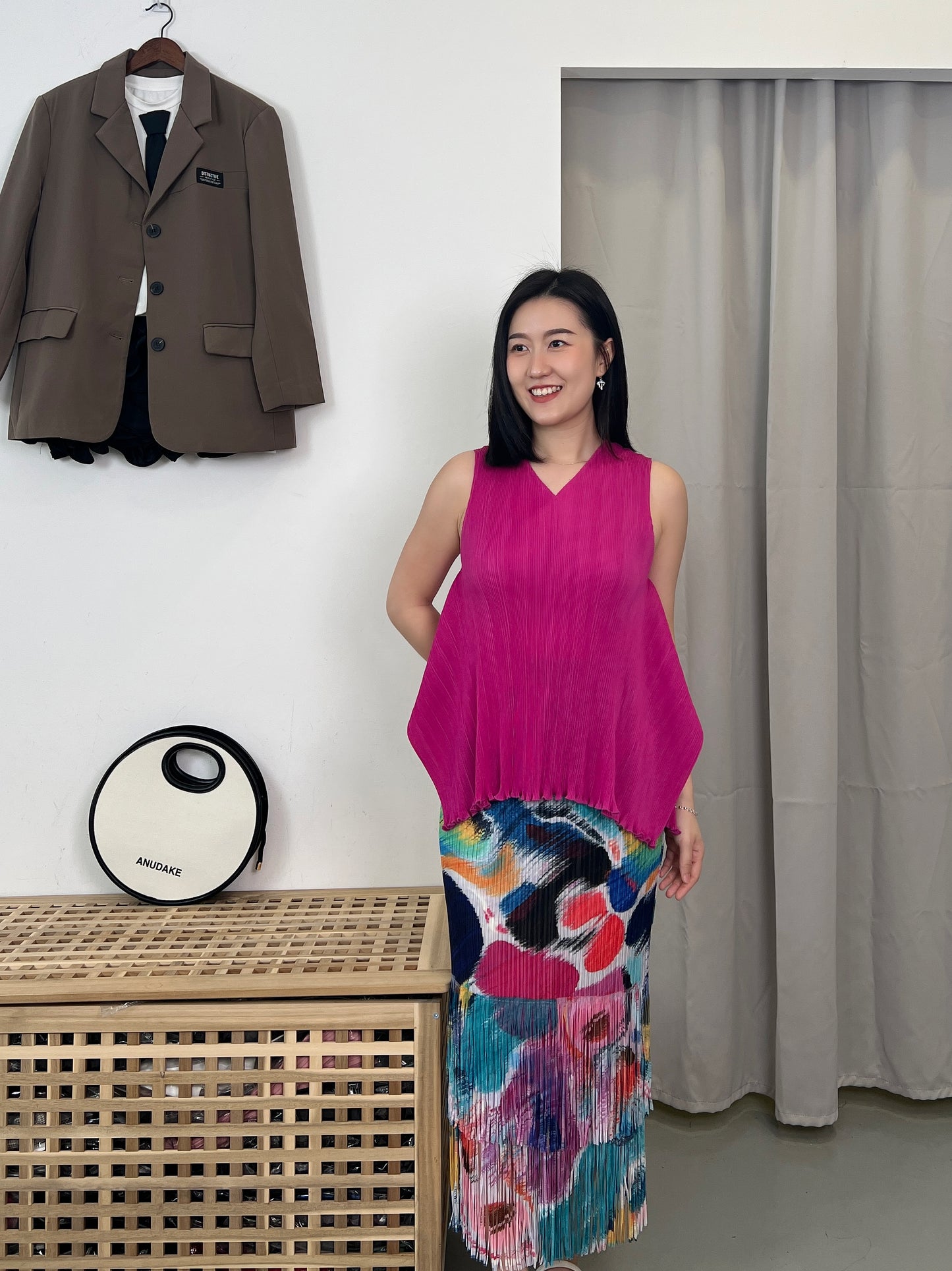 Pleated Sleeveless Blouse