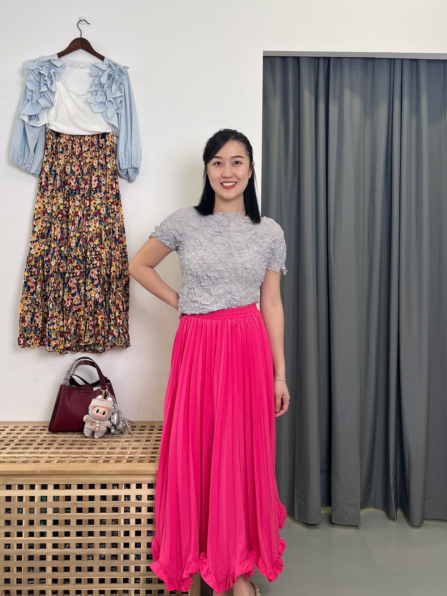 Pleated Tulip Hemline Skirt