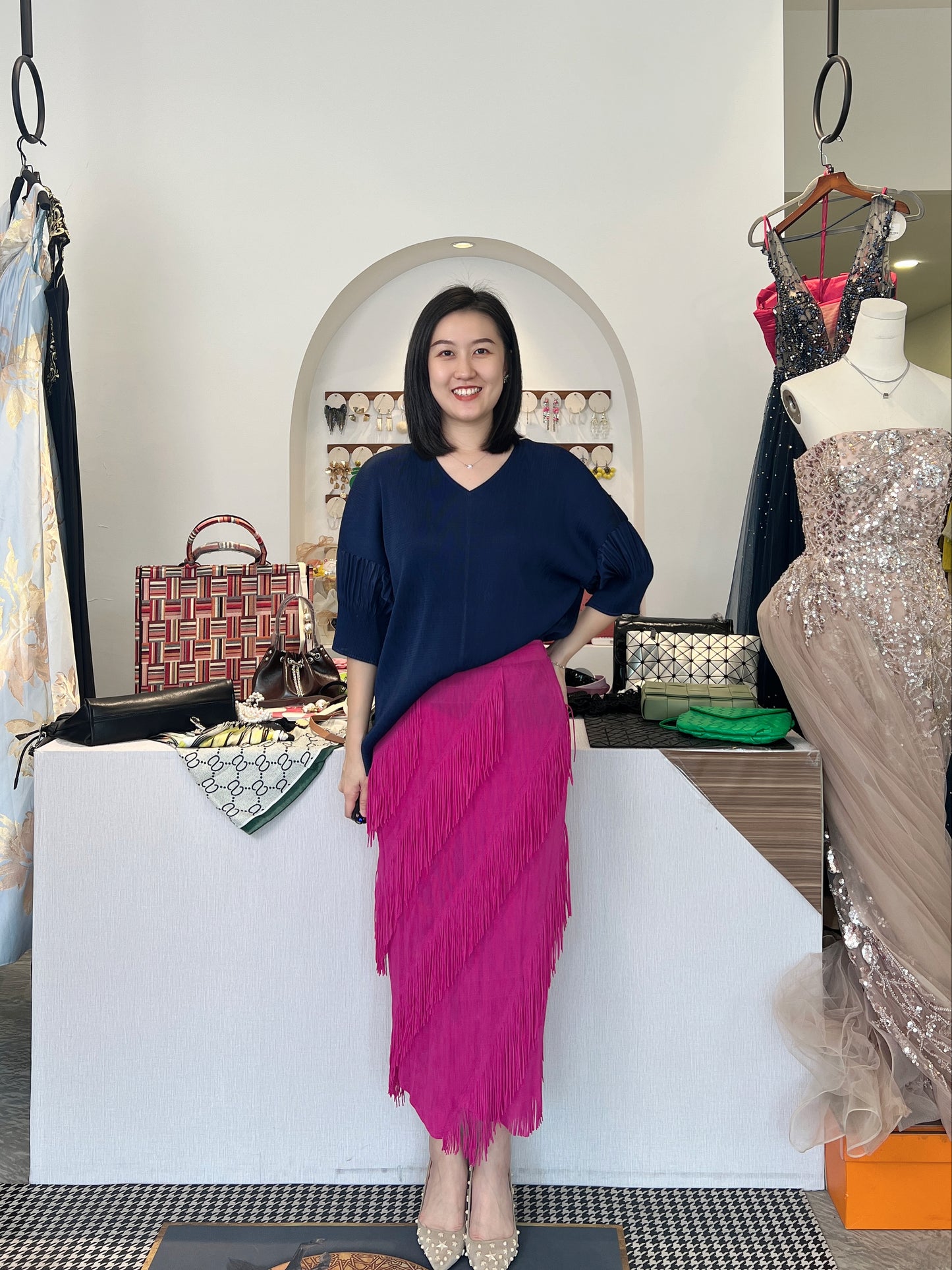 Pleated Fringey Skirt