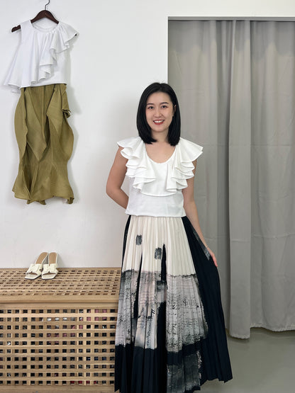 Pleated Painted Skirt