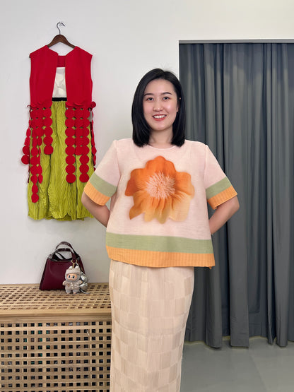 Pleated Checkered Skirt