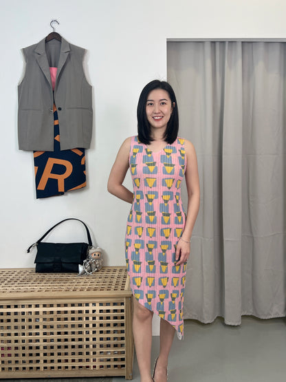 Pleated Geo Dress