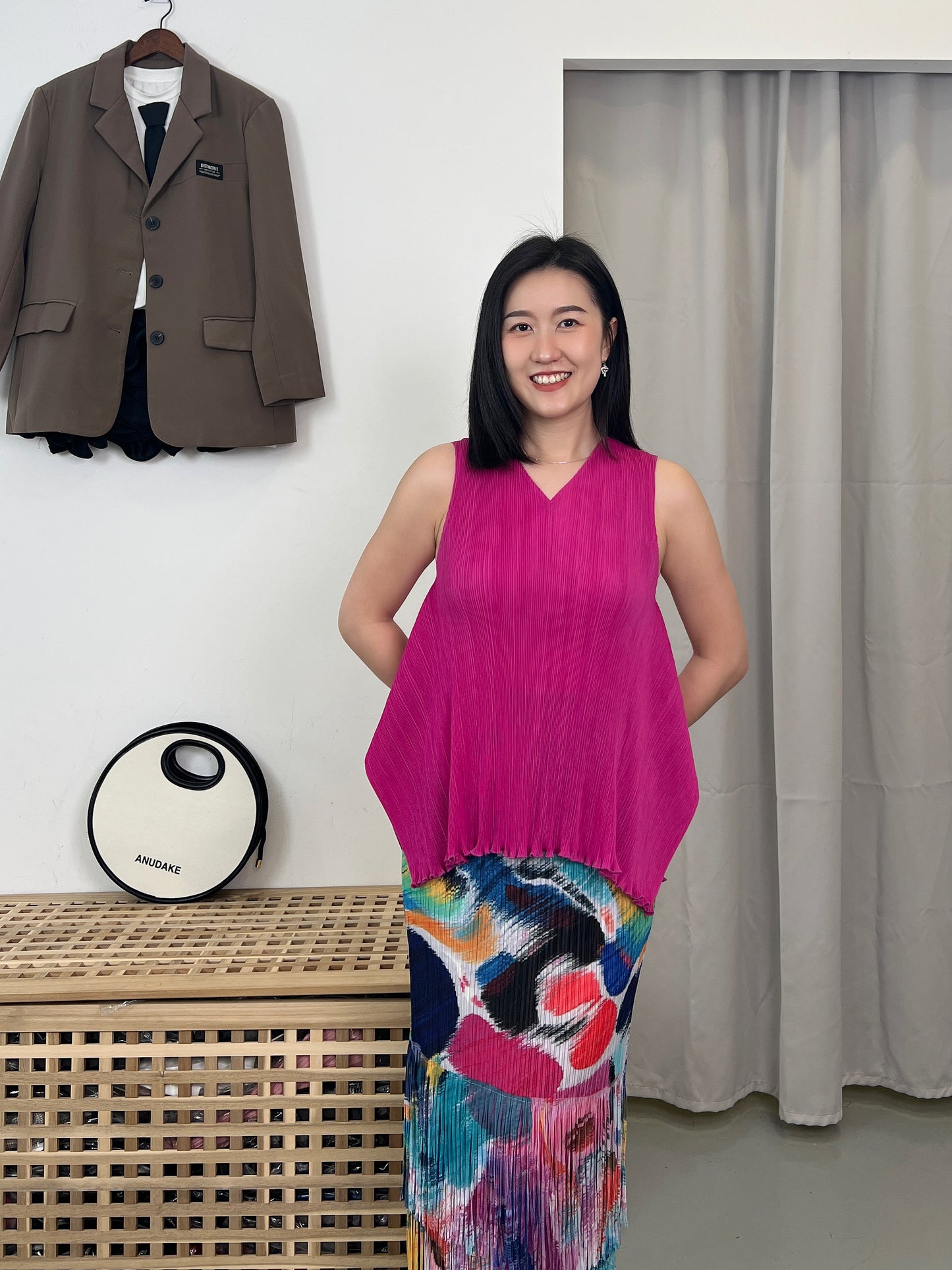 Pleated Sleeveless Blouse