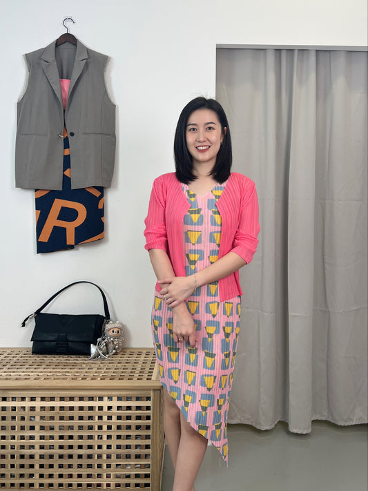 Pleated Geo Dress