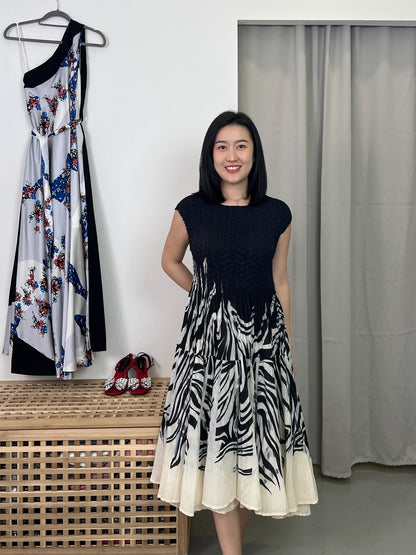Pleated Slim Flare Dress