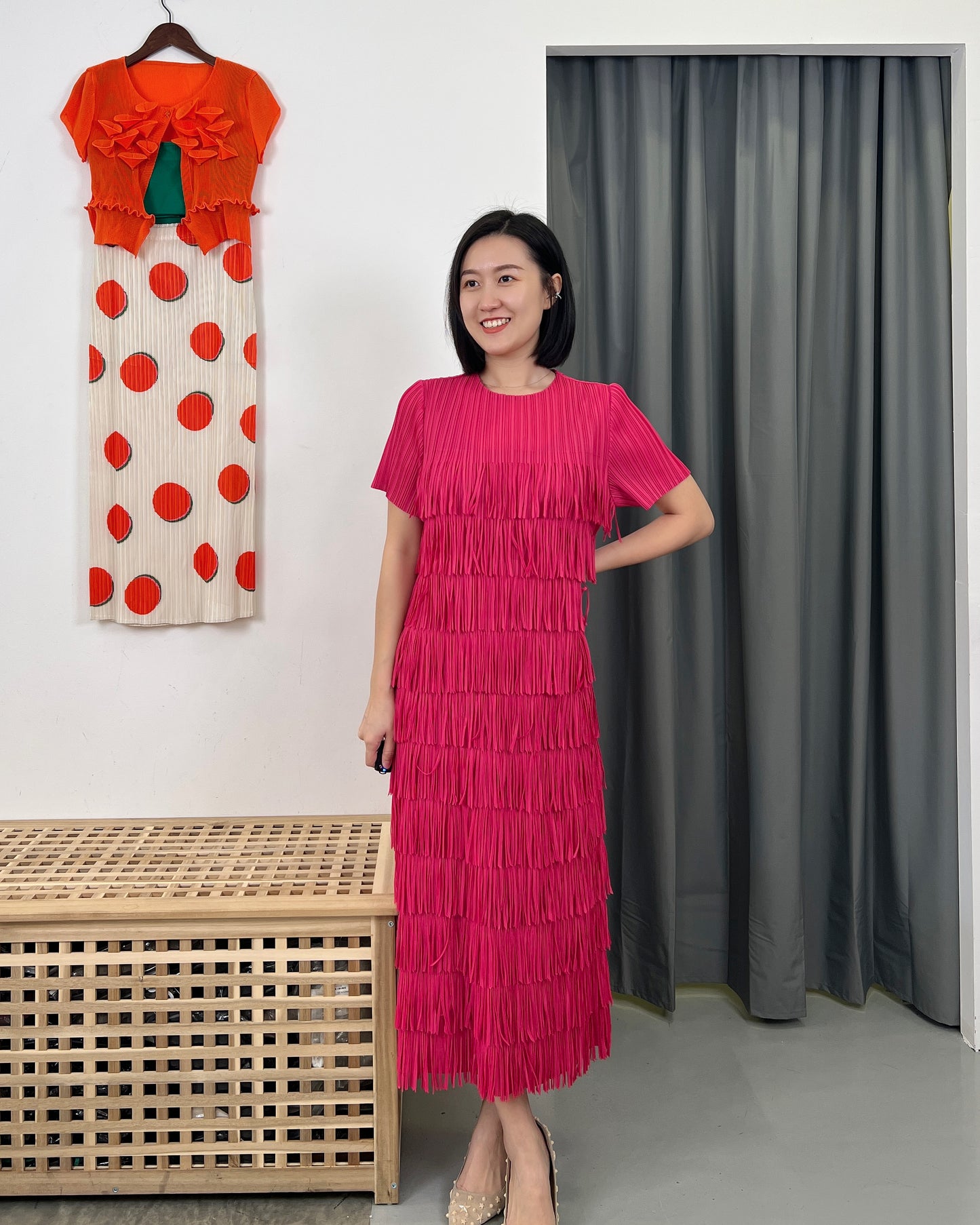 (POPULAR) Pleated Fringey Dress