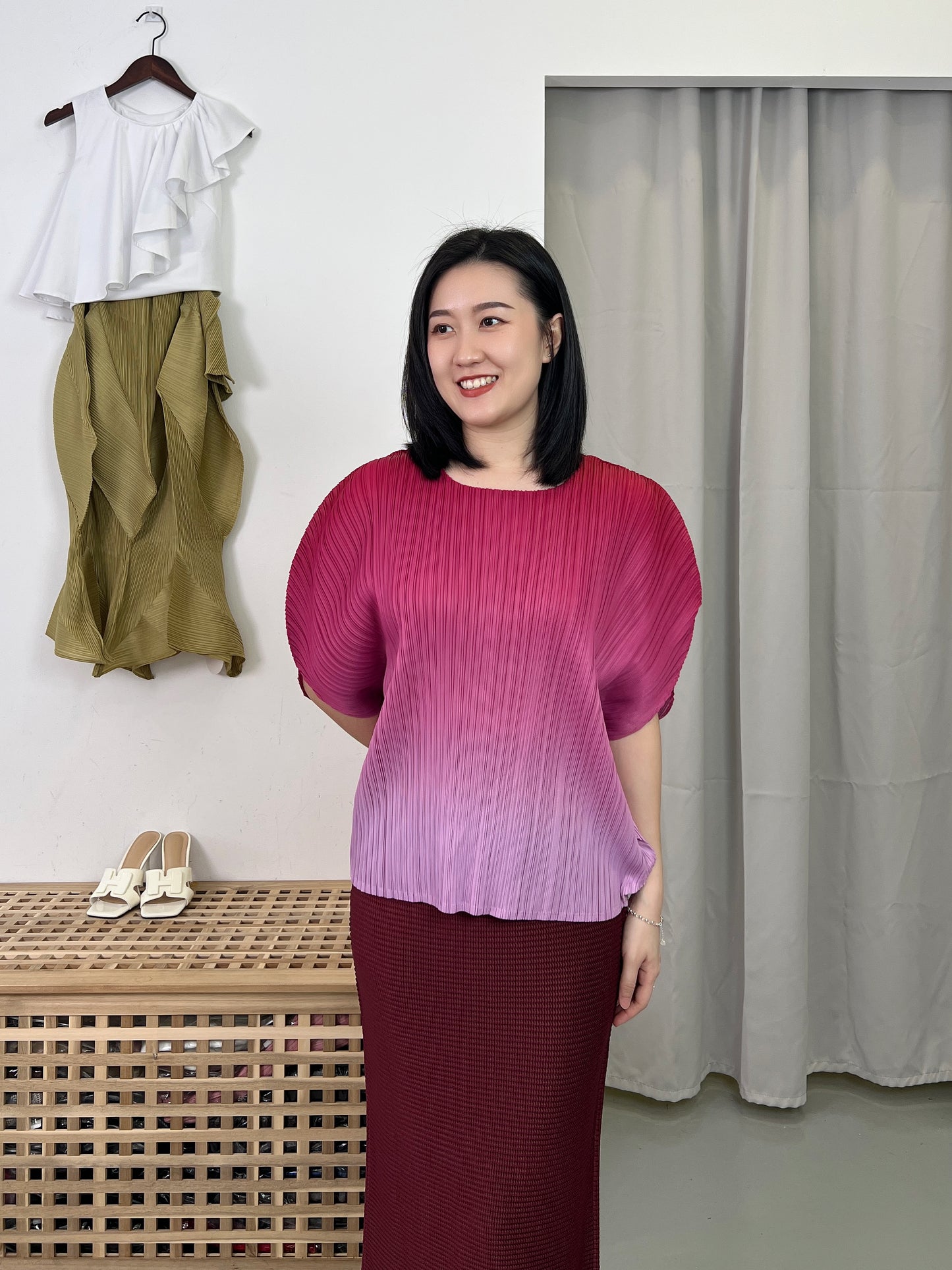 Pleated Corn Slim Fit Skirt