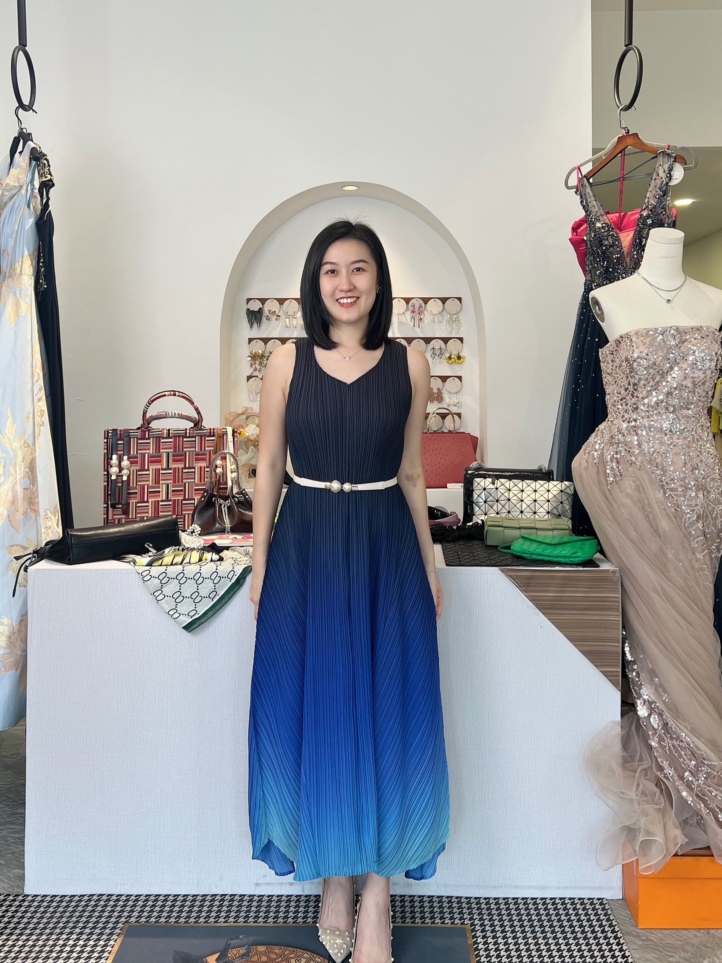 Pleated Faded Dress