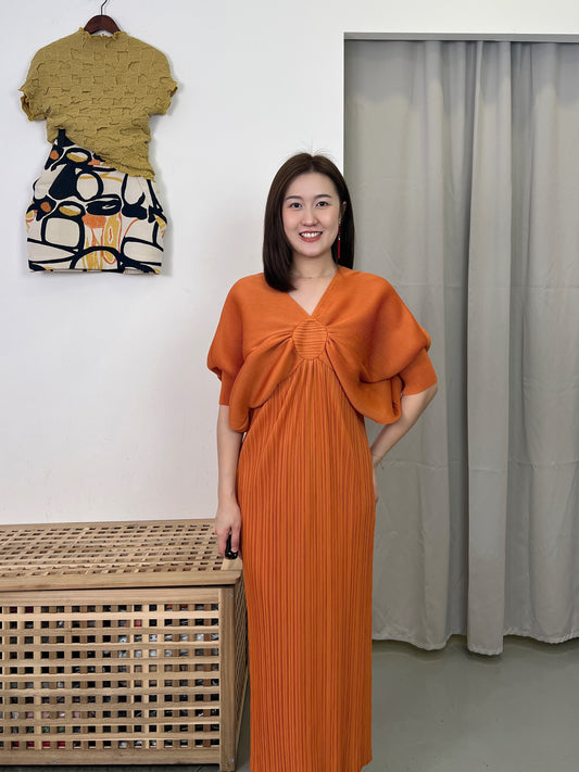 Pleated Design Sleeve Dress