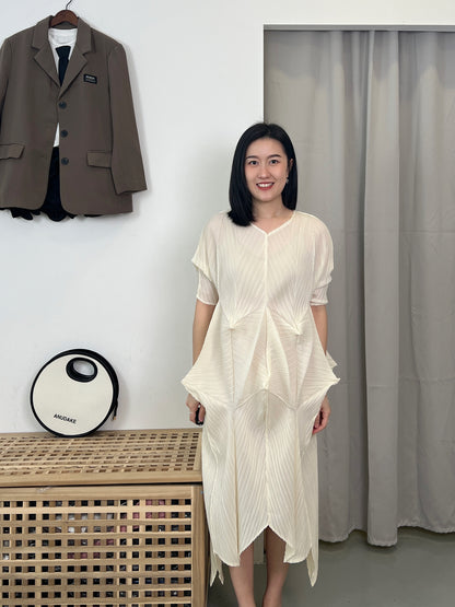 Pleated Diamond Elegance Dress