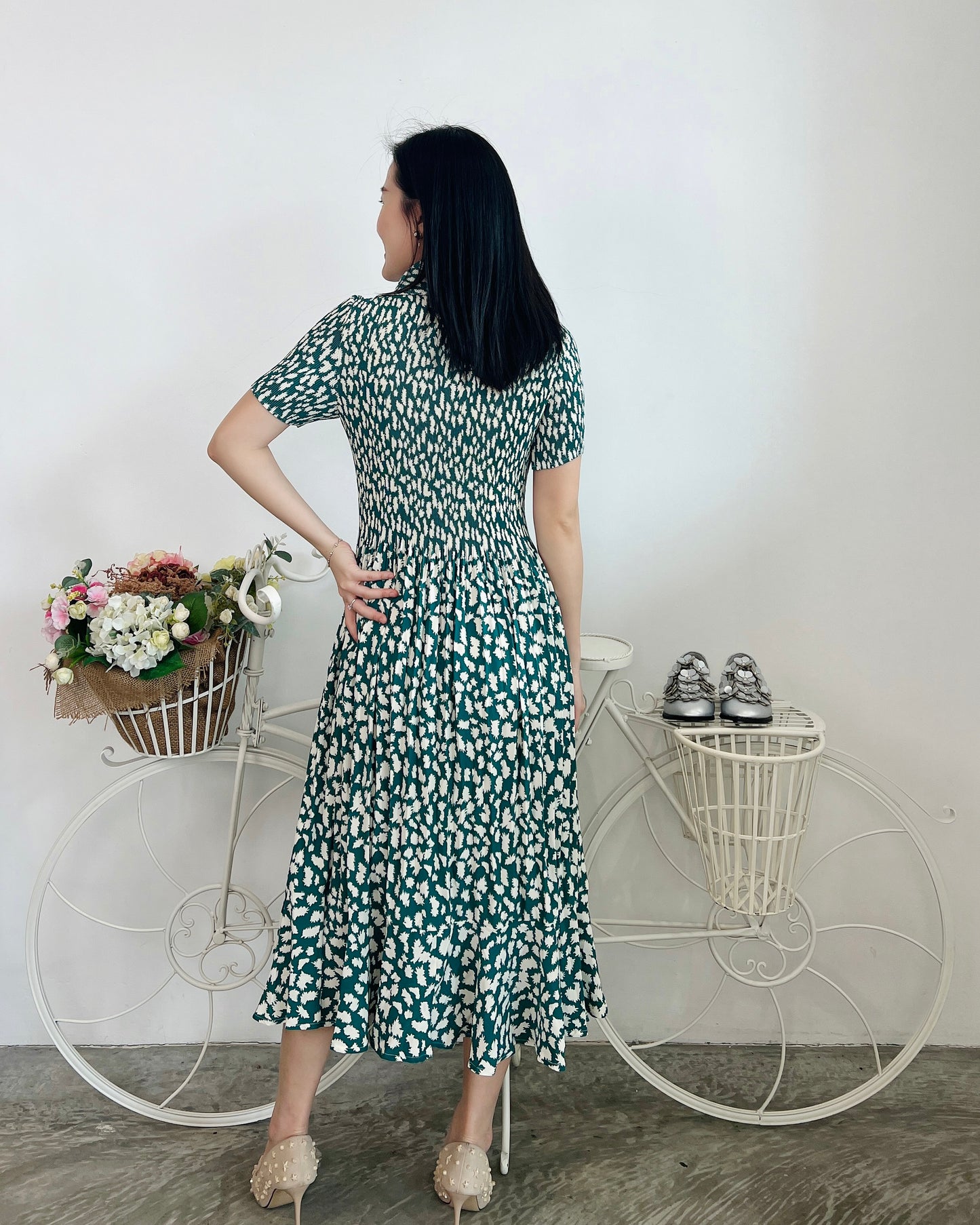 Pleated Floral Dress