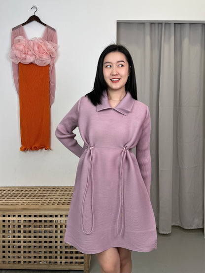 Pleated DD Drawstring Dress