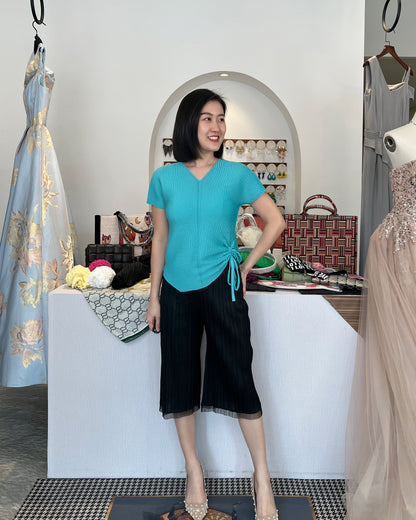 Pleated Self Tie Blouse