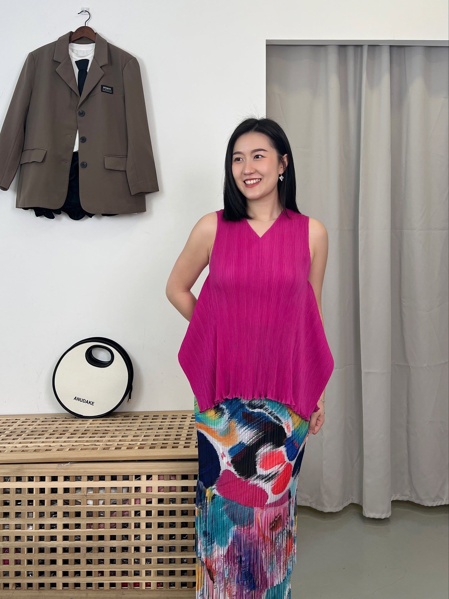 Pleated Sleeveless Blouse