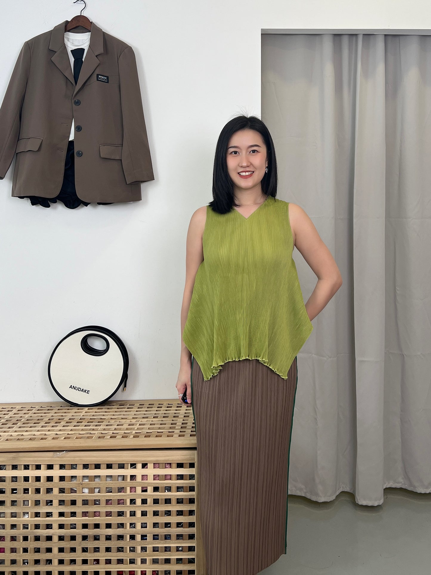 Pleated Sleeveless Blouse