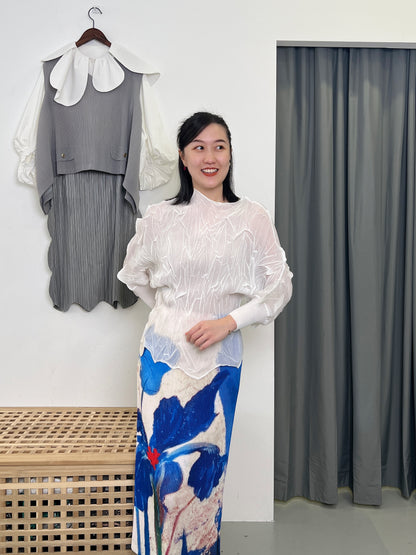 Pleated 3D Uneven Blouse