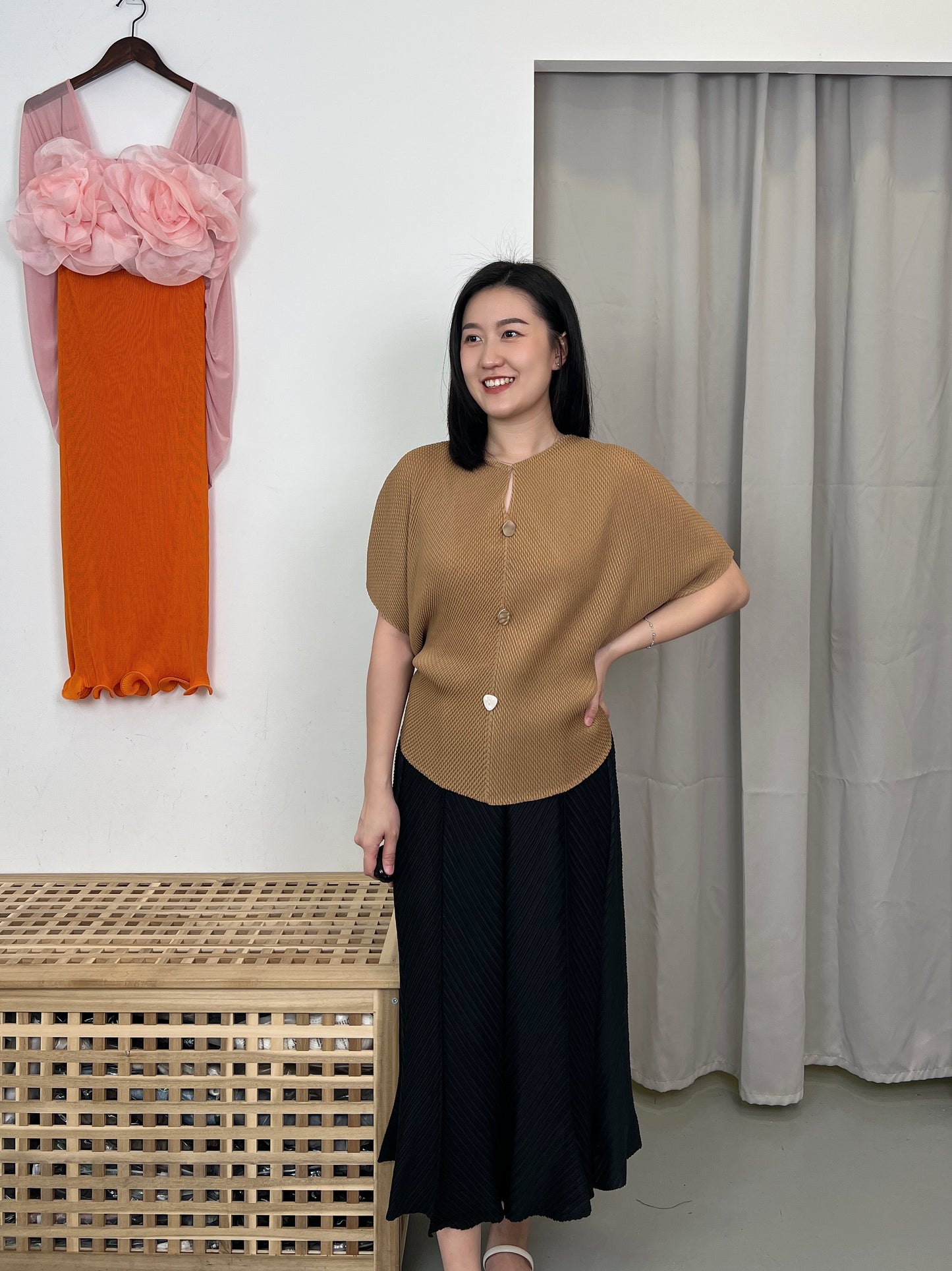 Pleated Fish Bone Skirt