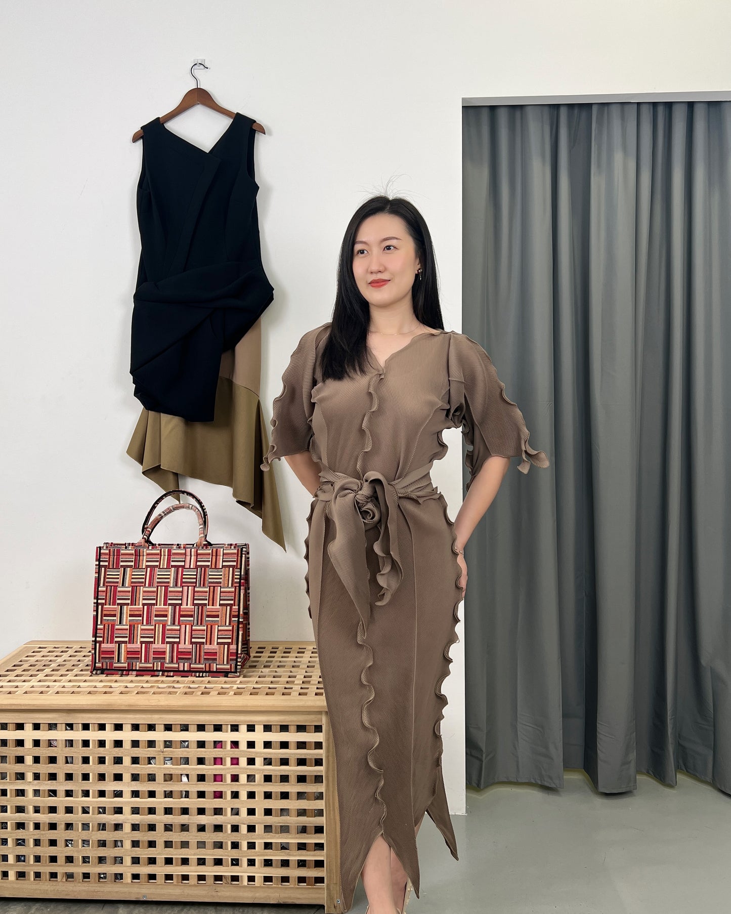 Pleated Raffles Dress