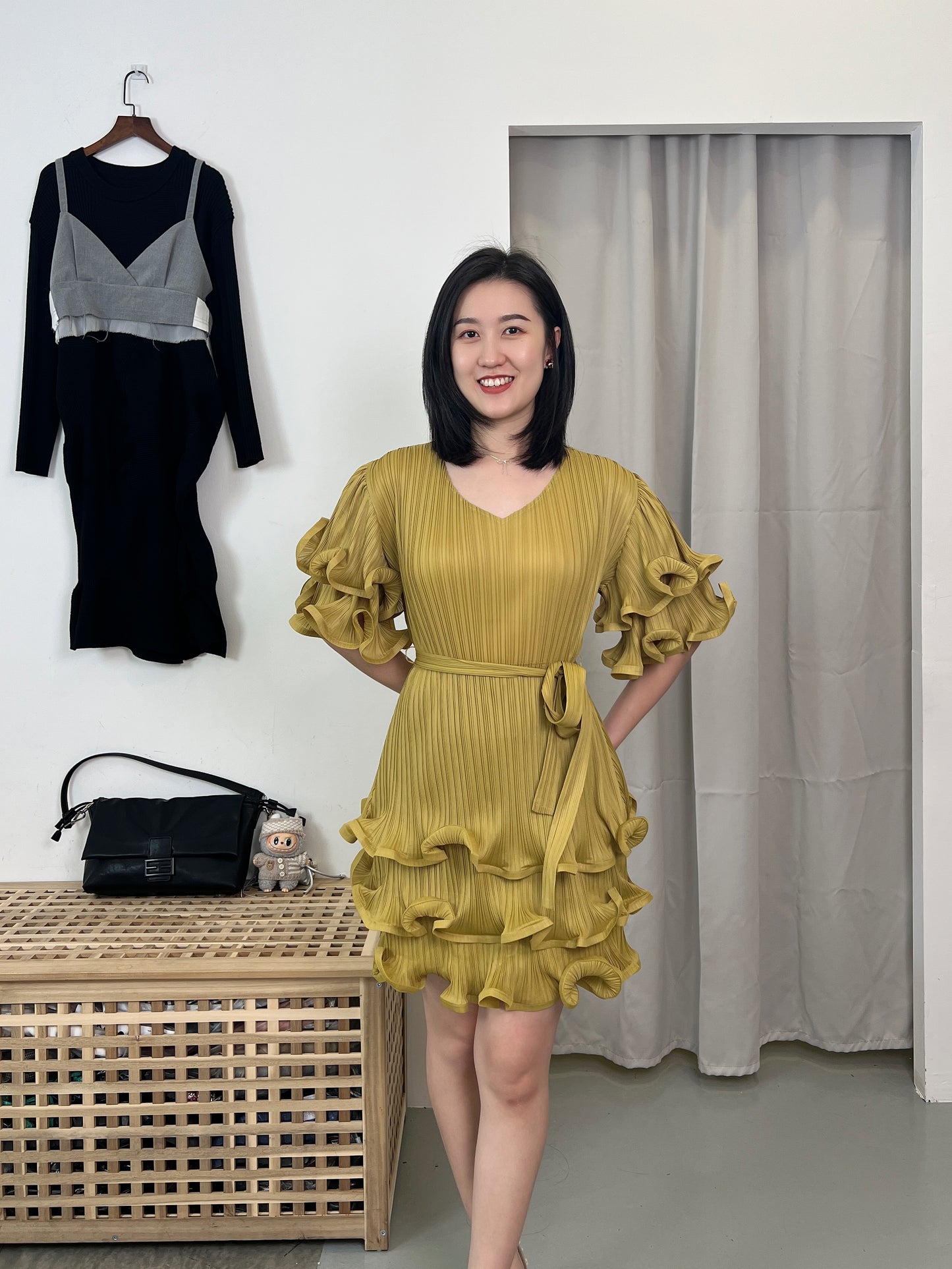 Pleated Raffles Dress
