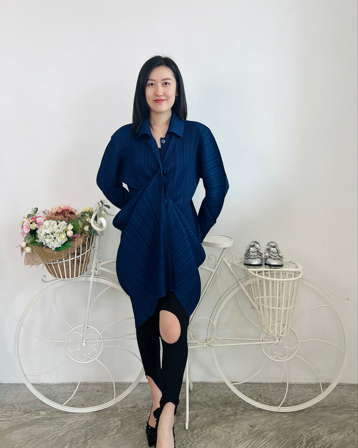 Pleated Button Jacket Dress