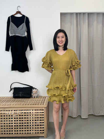 Pleated Raffles Dress