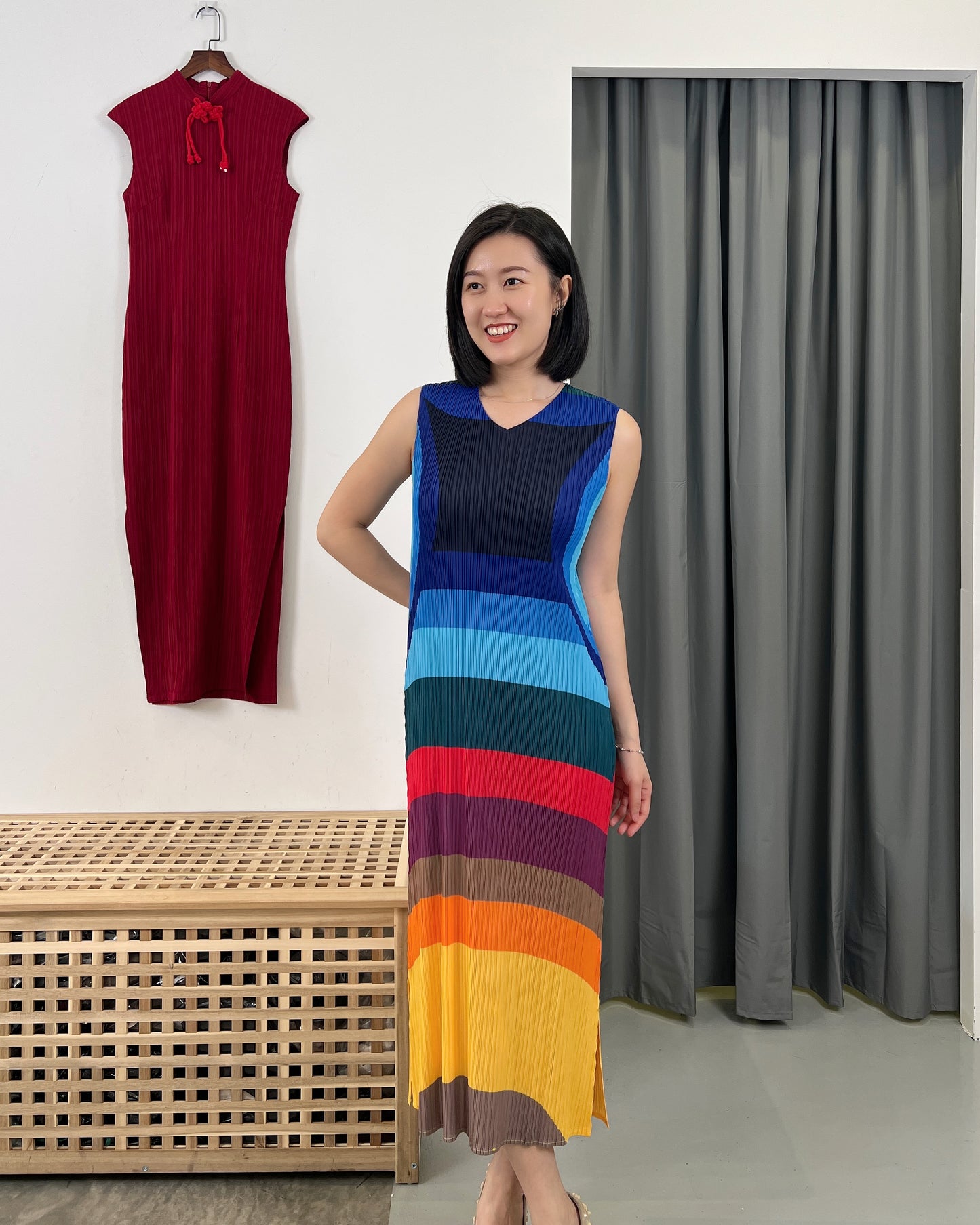 Pleated Rainbow Dress