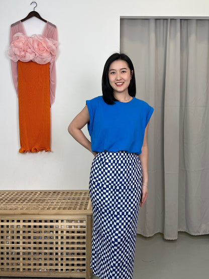 Pleated Checkered Skirt